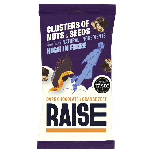 Raise Snacks Dark Chocolate Orange Zest Clusters of Nuts and Seeds, 35gr