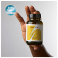 Individual capsules of Rise & Shine supplement arranged on a wooden surface highlighting Ginseng and Reishi components