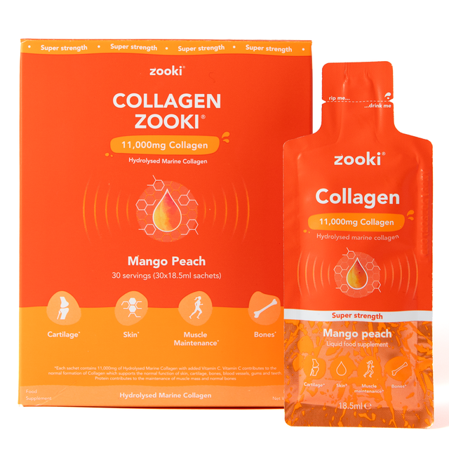 Zooki Collagen Super Strength 11,000mg, Mango Peach - 30 x 18.5ml