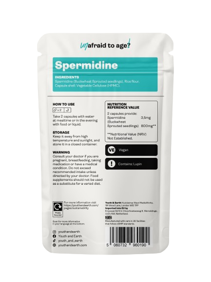 Youth & Earth Spermidine Autophagy Supplement- 400mg,  60 Capsules