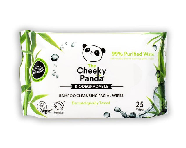 The Cheeky Panda Bamboo Facial Cleansing Wipes Unscented, 25 Wipes