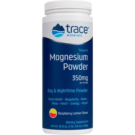 Trace Minerals Stress-X Magnesium Powder 350mg, Raspberry-Lemon Flavour 480gr