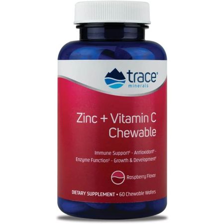 Trace Minerals Zinc and Vitamin C Raspberry, 60 Chewables