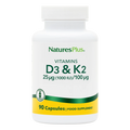 Nature's Plus Vitamin D3 1000iu with Vitamin K2 100mcg, 90 VCapsules
