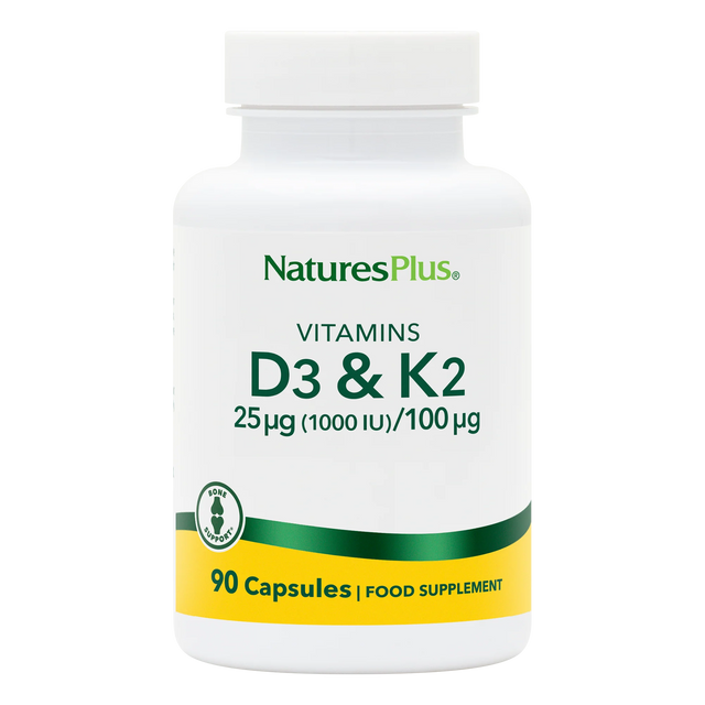 Nature's Plus Vitamin D3 1000iu with Vitamin K2 100mcg, 90 VCapsules