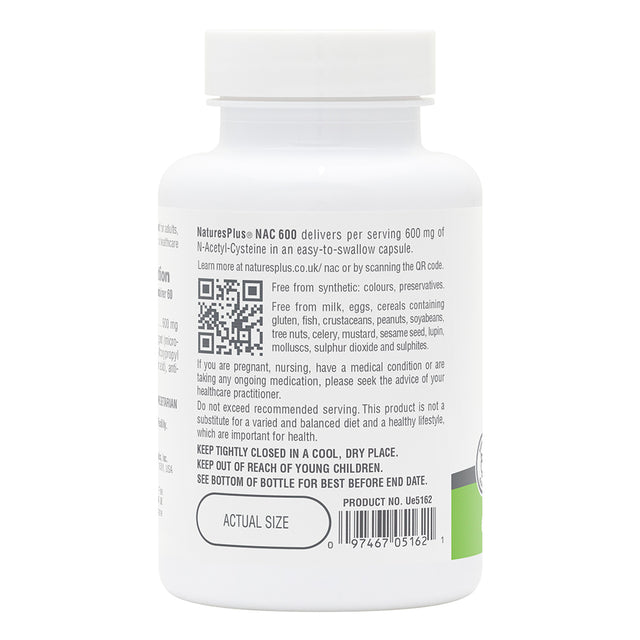 Natures Plus NAC 600mg, 60 Capsules