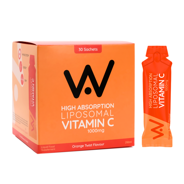 Well Actually Vitamin C 1000mg Liposomal Liquid - High Absorption, 30 Sachet Pack Orange Twist
