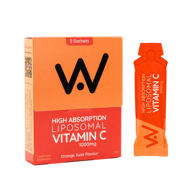 Well Actually Vitamin C 1000mg Liposomal Liquid - High Absorption, 5 Sachet Pack  Orange Twist