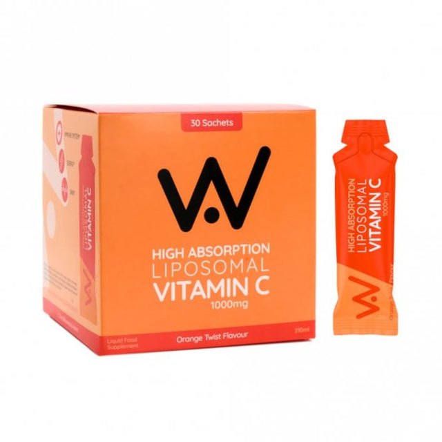 Well Actually Vitamin C 1000mg Liposomal Liquid - High Absorption, 30 Sachet Pack Orange Twist