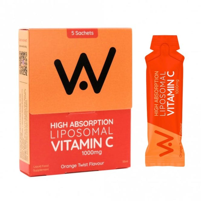 Well Actually Vitamin C 1000mg Liposomal Liquid - High Absorption, 5 Sachet Pack  Orange Twist