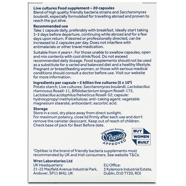 Optibac Probiotics Travelling Abroad, 20 Capsules