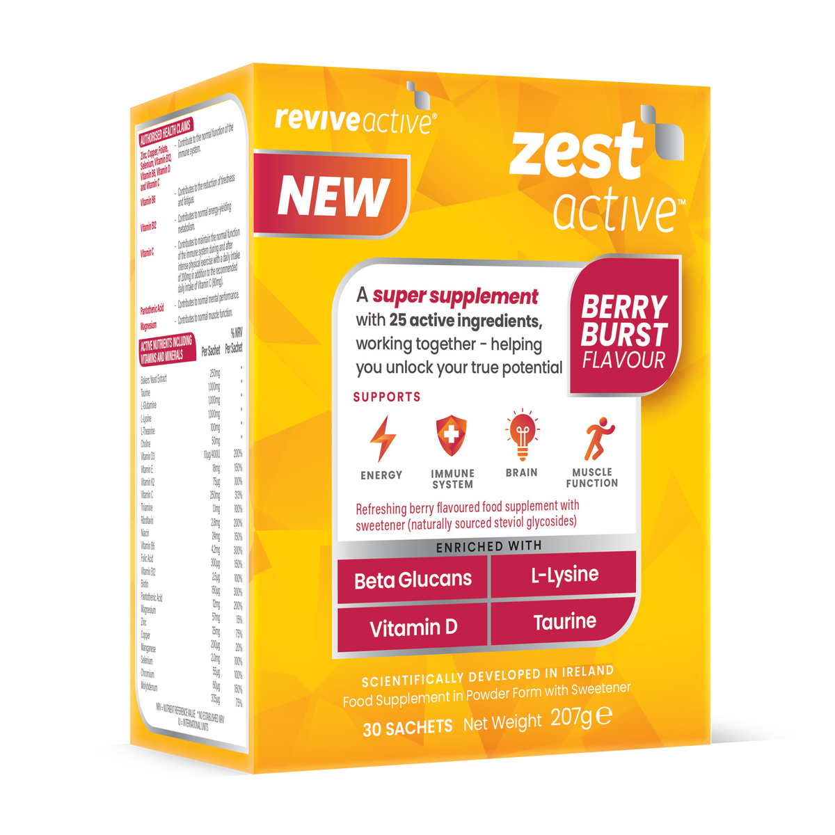 Revive Active Zest Active Berry Burst 30 Day, 30 Sachets | Revital