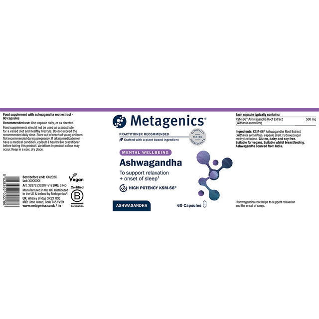 Metagenics Ashwagandha,   60 Capsules