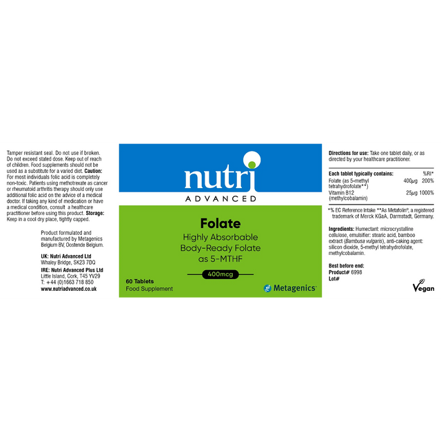 Nutri Advanced Folate - (FolaPro® - reformulation) , 60 Tablets