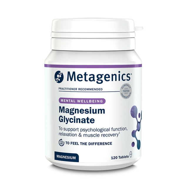 Close-up of Nutri Advanced Magnesium Glycinate tablets showing high-quality encapsulation and chelation process