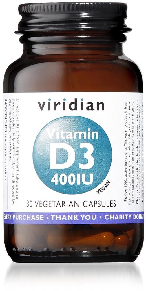 Viridian Vitamin D3, 400iu, 30 VCapsules