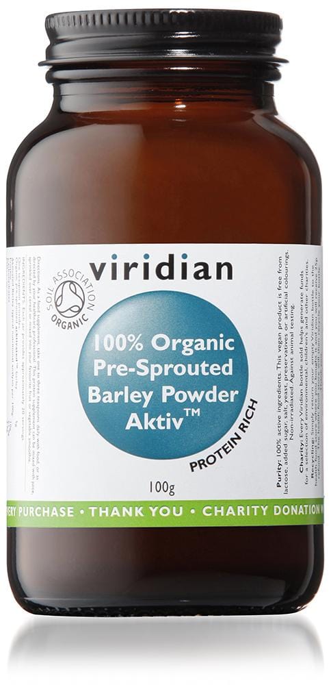 Viridian 100% Organic Pre-Sprouted Aktivated Barley Powder, 100gr