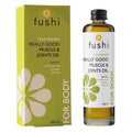 A 100ml bottle of Fushi Really Good Muscle & Joints Oil showing the earth-friendly glass packaging and detailed label