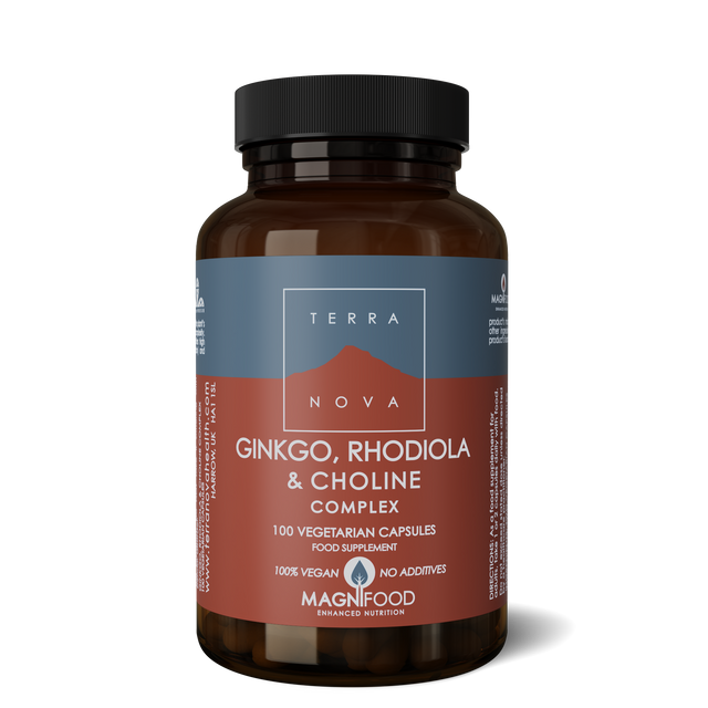 Terranova Ginkgo Rhodiola Choline, 100 Capsules