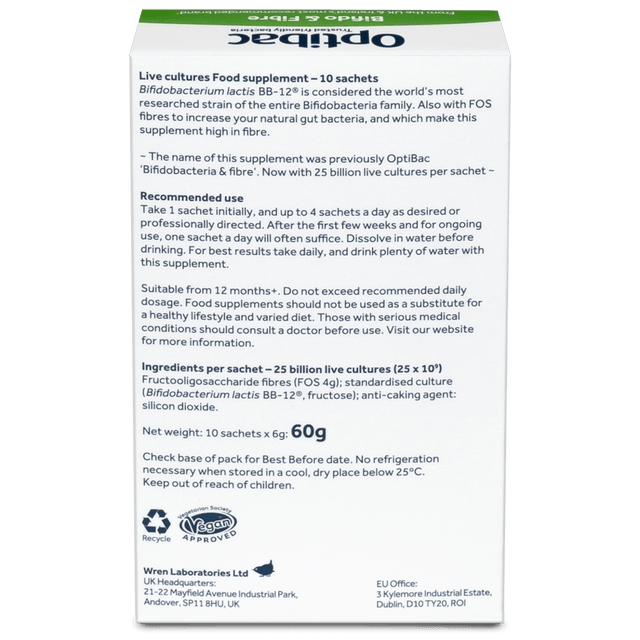 Optibac Probiotics Bifido & Fibre, 10 Sachets