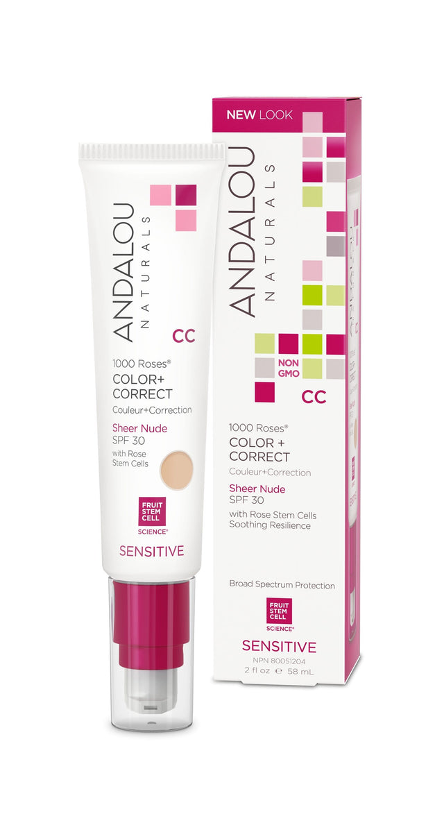 Andalou 1000 Roses Color + Correct Sheer Nude SPF30, 58ml