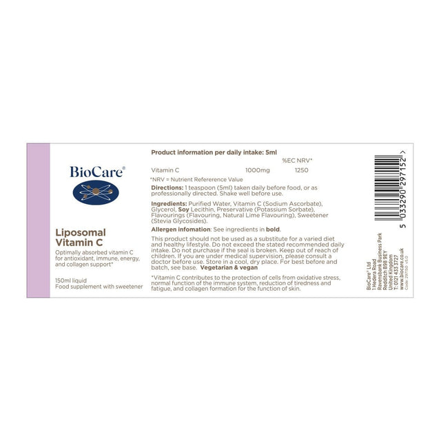 Biocare Liposomal Vitamin C, 150ml