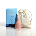 Detailed view of the eco-friendly menstrual cup showcasing its reinforced base, medical-grade silicone, and easy-to-hold features