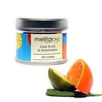 MelitaRose Lime Basil And Mandarin Soy Candle Tin, 160gr