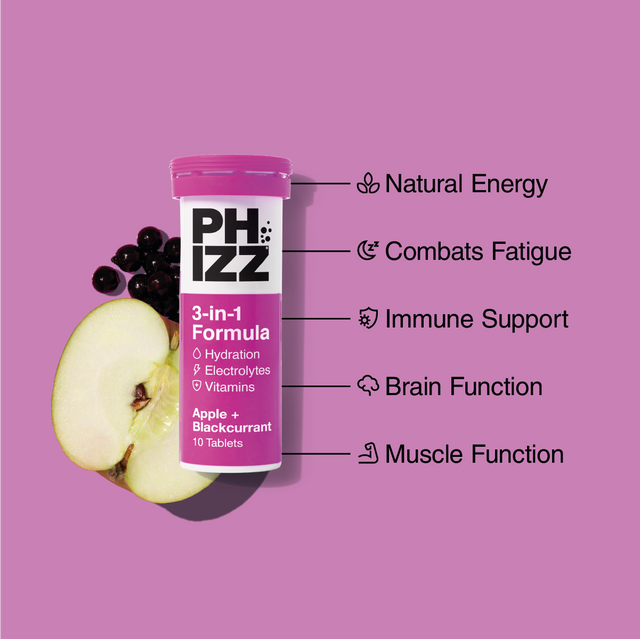 Phizz 2-in-1 Effervescent Multivitamin + Electrolyte 10 Tablets, Apple & Blackcurrant