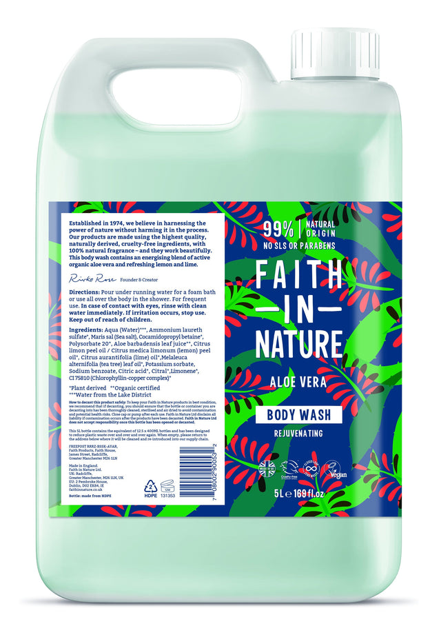 Faith in Nature Aloe Vera Body Wash, 5Ltr