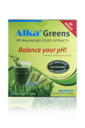 A close-up of a glass containing a vibrant green Alka Greens 30 Sticks supplement dissolved in water, highlighting its natural colour and texture, with the sachet placed beside it showing the product’s branding and packaging details
