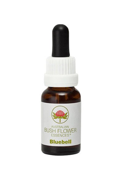 A 15ml bottle of Australian Bush Flower Bluebell essence made in the Olgas, Australian spiritual centre, designed to open the heart and promote trust and joy