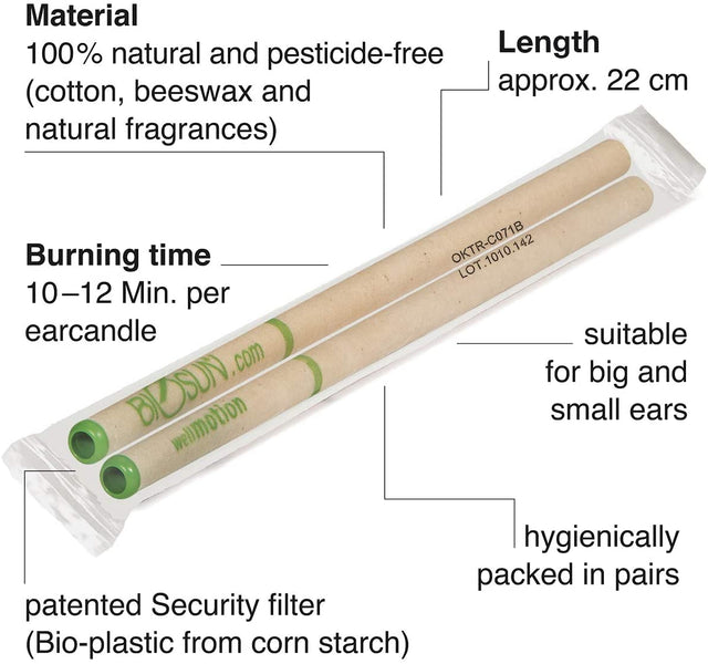 Luxurious Biosun Ear Candles Wellmotion in Lemongrass, Eucalyptus and Lime scents