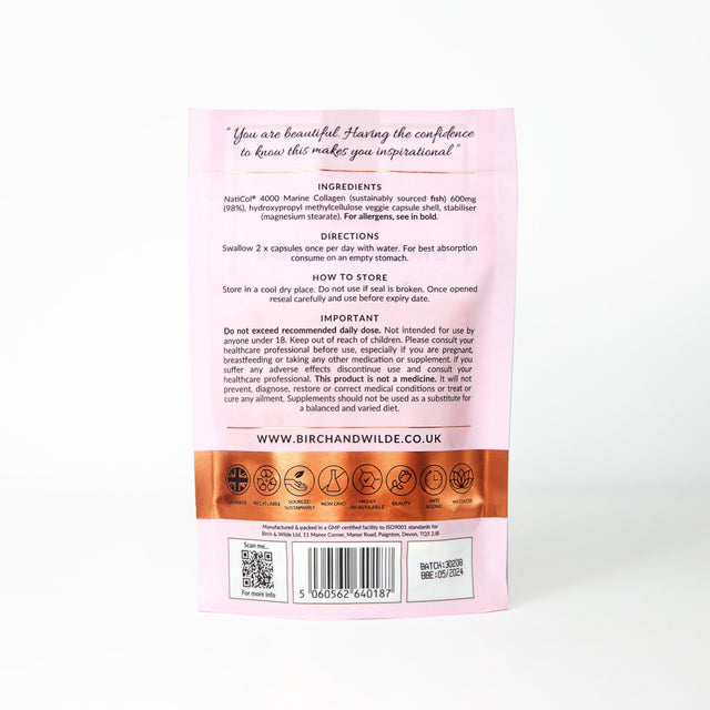 Birch & Wilde Refill Pouch - Pure Naticol Marine Collagen, 60 Capsules