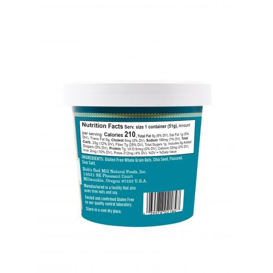 Bob's Red Mill Gluten Free Organic Oatmeal Cup, 51gr