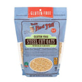 Creamy bowl of cooked gluten free steel cut oats in a white ceramic dish