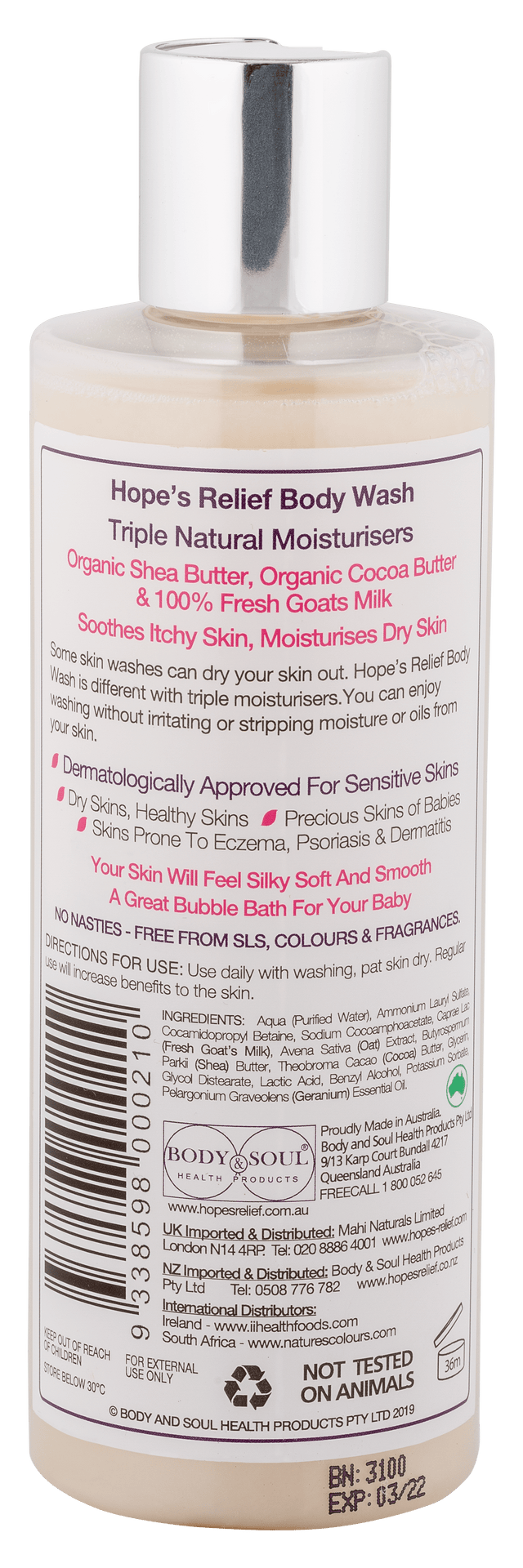 Hopes Relief Goats Milk Bodywash, 250ml