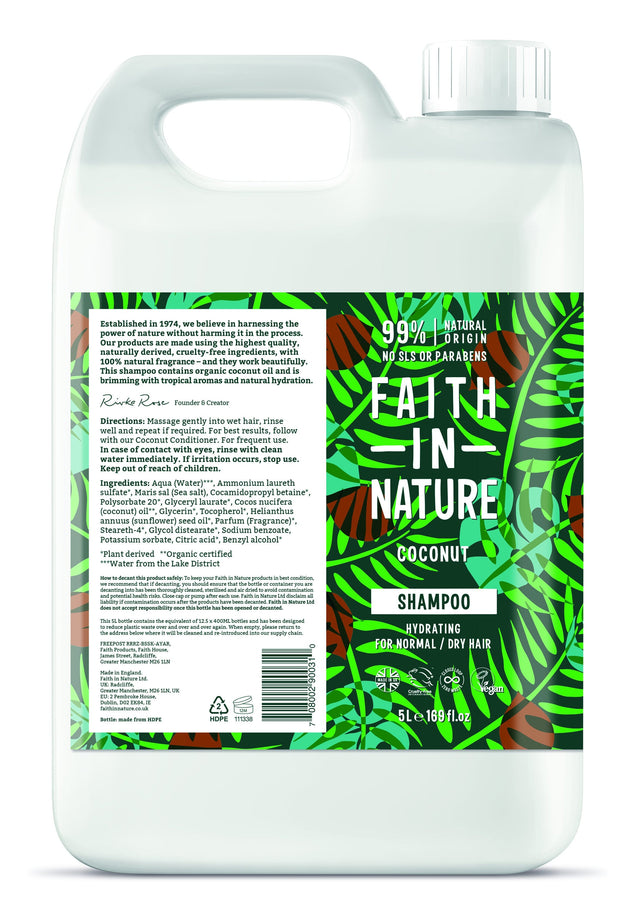 Faith in Nature Coconut Shampoo, 5Ltr