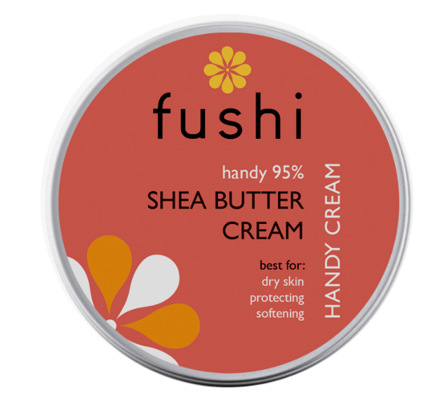 Luxurious Fushi Handy 95% Shea Butter Cream in small portable tin with natural ingredients