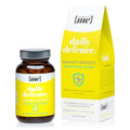A close-up of the Complete Me Daily Defence 60 capsules bottle highlighting the label with ingredients and benefits