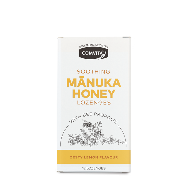 Comvita Soothing Manuka Honey Lozenges with Propolis - Lemon, 12X4.5gr