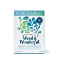 Rich green seaweed capsules in a clear container emphasizing organic ingredients