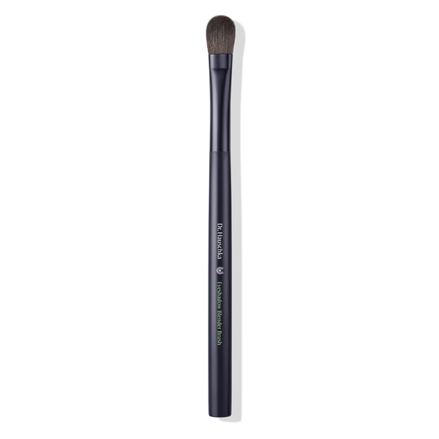 A large, rounded Dr Hauschka Eyeshadow Blender Brush with light synthetic hairs for even eyeshadow application and gentle blending