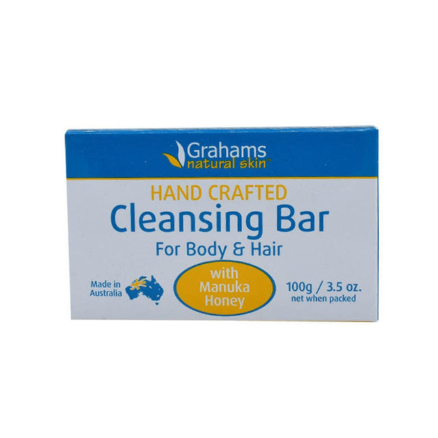 A natural Grahams Manuka Honey Cleansing Bar for skin and hair, gentle and nourishing