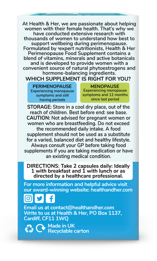 Health & Her Perimenopause Multi-Nutrient Food Supplement, 60 Capsules