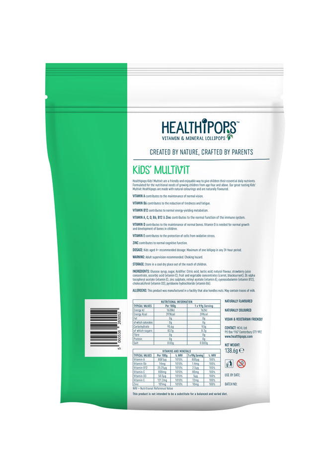 Healthipops Kids Multivits Lollipop, 14X9.9gr