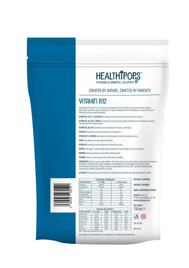 Healthipops Vitamin B12 Lollipop, 14X9.9gr