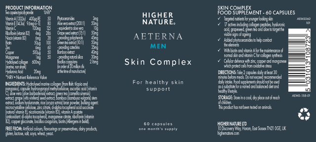 Higher Nature Aeterna Gold Mens Skin Complex, 60 Capsules