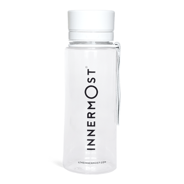 A 600ml Innermost Tritan BPA-free shaker bottle with screw top lid, carry handle, and stainless steel whisking ball for multi-purpose use