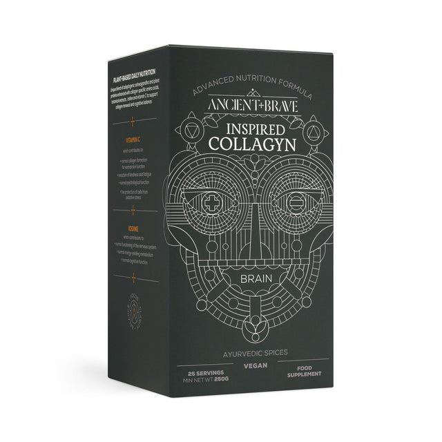 Healthy lifestyle product with prebiotic fibre, plant proteins, and essential nutrients designed to enhance collagen renewal and cognitive balance